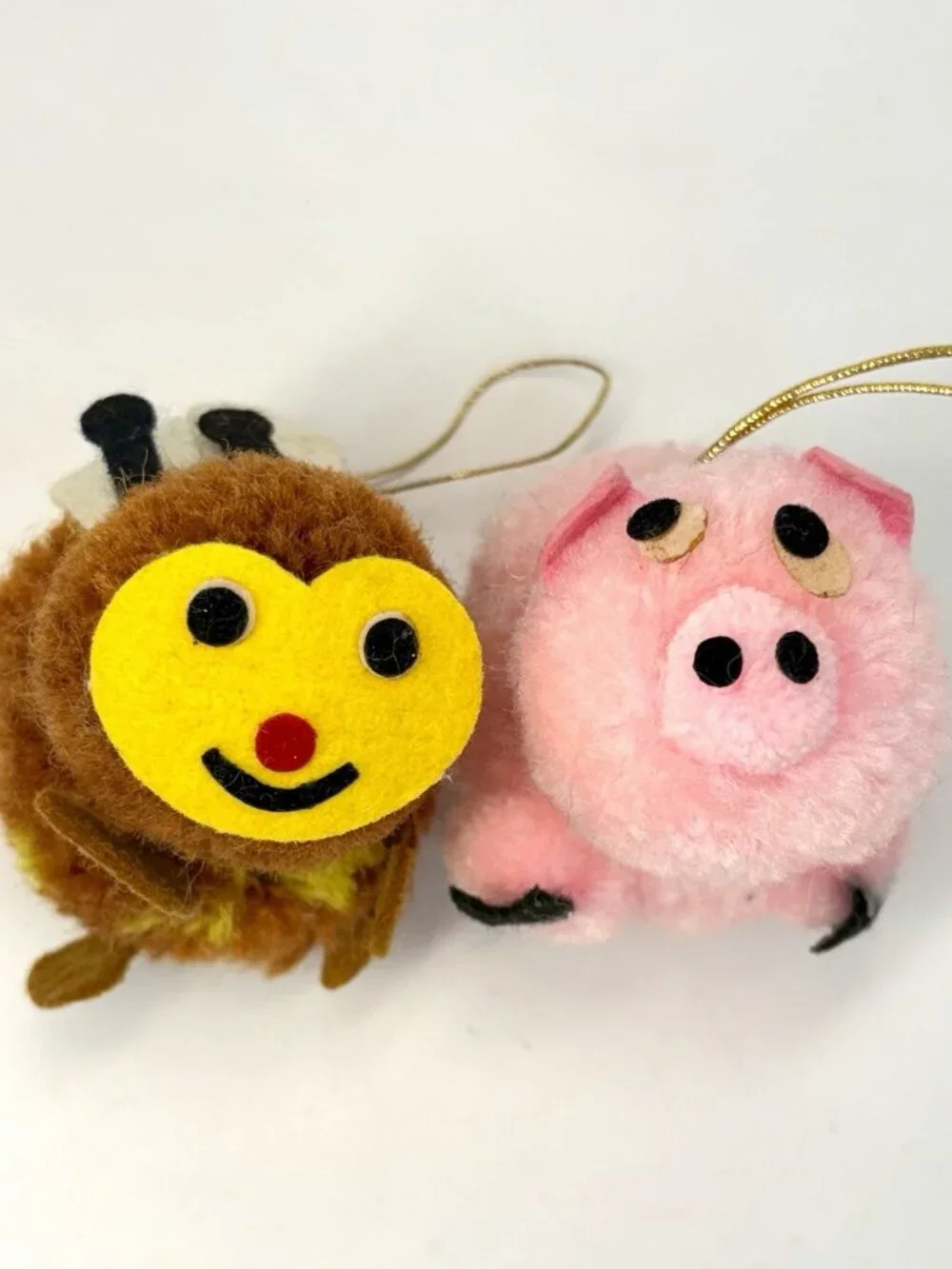 Vintage 1981 Pom Pom Pals Christmas Kitsch Animal Ornament Lot of 8